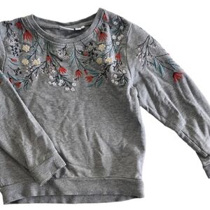 Name It Floral Embroidered Gray Sweatshirt 5 Year
